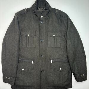 MICHAEL Michael Kors Military Style Button Front Wool Blend Coat